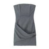 Dark Gray Strapless Pencil Mini Dress