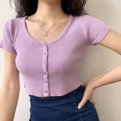 Mia Front Button Knit Top