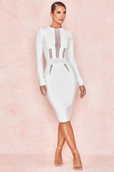 bandage dress round neck long-sleeved slim club