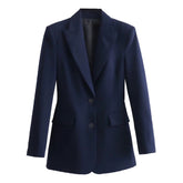Dark Navy Blue Fitted Blazer Jacket
