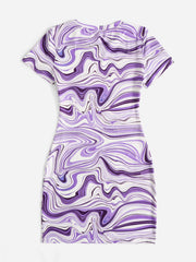 Floral Fantasy Allover Print Round Neck Dress