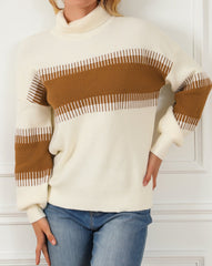 Colorblock Turtleneck Long Sleeve Sweater