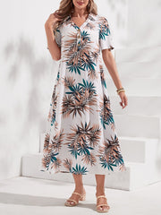 Paradise Dreaming: Tropical Print Button Front Dress