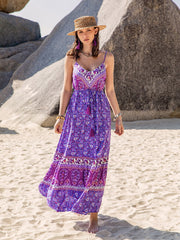 Blossoming Beauty: Floral Print Belted Cami Dress