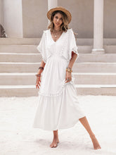 Boho Chic Women's Tassel Trim Dress with Ruffle Hem