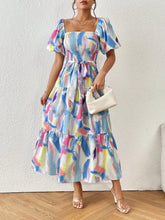Brush Print Ruffle Hem Belted Dress - A Perfect Summer Wardrobe Essential