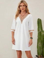 Guipure Lace Insert Tunic Dress - Elegant Style for Any Occasion