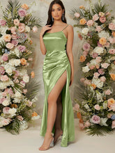 Effortless Elegance for Your Special Day with Split Thigh Satin Cami Bridesmaid Dress
