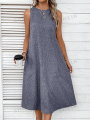 Luxe Comfort: Solid Color Slant Pocket Tank Dress