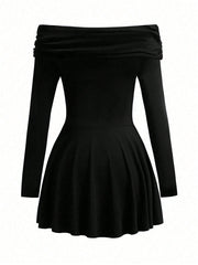Chic Off-Shoulder Long Sleeve Dress for Women - Perfect for any Occasion