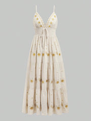 Enchanted Nights: Women's Star Embroidery Maxi Dress