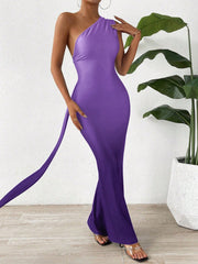 Chic and Elegant: Asymmetric Neckline Sleeveless Dress