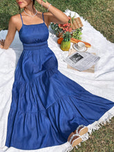 Chic and Flirty: Women's Solid Color Ruffled Hem Spaghetti Strap Dress