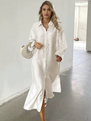 Chic and Comfortable: Oversized Maxi Shirt Dress for Women