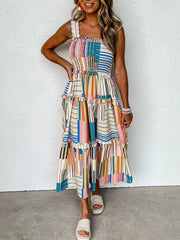 Lively Layers: Color-Blocked Swing Dress for Your Summer Wardrobe