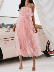 Stunning Style for Any Occasion with Women's Mesh Ruffled Hem Bodycon Dress