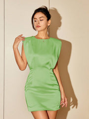 Chic in the City: Women's Summer Solid Color Casual Mini Dress