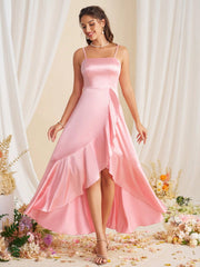 Chic and Sophisticated: Asymmetric Hem Halter Bridesmaid Dress