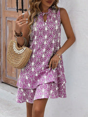 Women's Vacation Style Irregular Floral Printed Sleeveless Dress: Your Perfect Summer Getaway Outfit!