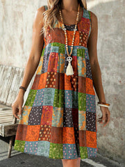 Women's Patchwork Print Tank Dress: Your Go-To Summer Vacation Style