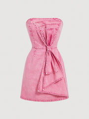 Sweetheart Denim Mini Dress: Perfect Pink Dress for Country Concerts and Mother's Day