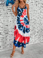 Show Your Patriotism in Style with the American Flag Printed Cami Dress - Perfect for Independence Day!