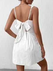 Sophisticated Elegance: Square Neck Back Tie Backless Ruched Bodycon Dress