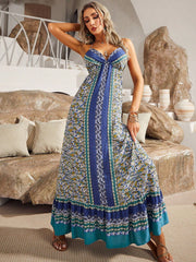 Trendy Printed Woven Tie Belt Dress for Stylish Fashionistas