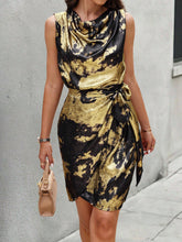 Chic and Unique: Tie Dye Draped Neck Wrap Sleeveless Dress for Summertime