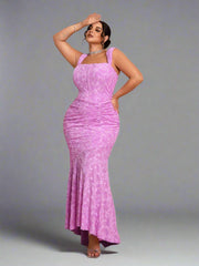 Pretty in Pink: Plus Size Ruffled Pencil Dress for Sweet Summer Days