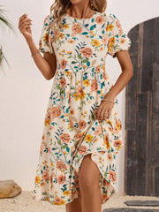 Effortlessly Chic: Women's Random Printed Casual Short Sleeve Dress for Daily Wear