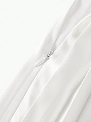 Chic and Elegant: Two-Tone Ruffle Trim Slip Dress with Buckle Belt