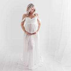 Off-Shoulder Spaghetti Strap A-Line Maternity Dress