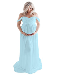 Off-Shoulder Spaghetti Strap A-Line Maternity Dress