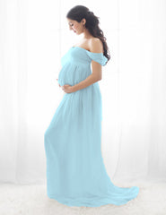 Off-Shoulder Spaghetti Strap A-Line Maternity Dress