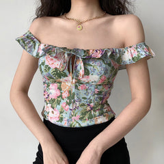 Valencia Floral Seaside Top ~ HANDMADE