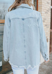 Denim Distressed Hem Jacket