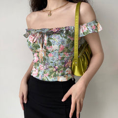 Valencia Floral Seaside Top ~ HANDMADE