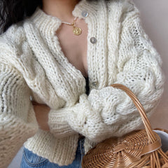 Margaret Heavy Cable Knit Cardigan