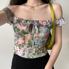 Valencia Floral Seaside Top ~ HANDMADE