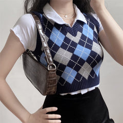 Retro Baby Argyle Knit Vest