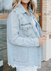 Denim Distressed Hem Jacket