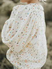 Dotted Popcorn Puff Sleeve Sweater