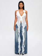 Ruffles Halter Plain Cami Top