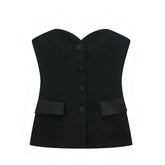 Black Slim Fit Corset Sweetheart Neckline Strapless Tube Top