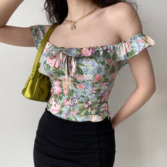 Valencia Floral Seaside Top ~ HANDMADE