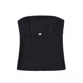 Black Slim Fit Corset Strapless Backless Camisole Tube Top