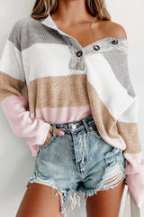 Colorblock Stripe Henley Sweater