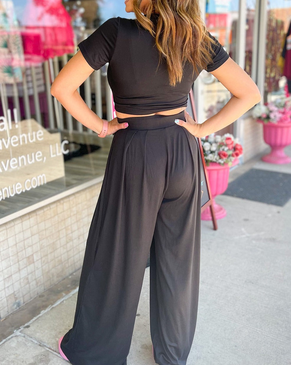 Crop Top and Pleated Pants Set
