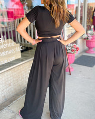 Crop Top and Pleated Pants Set